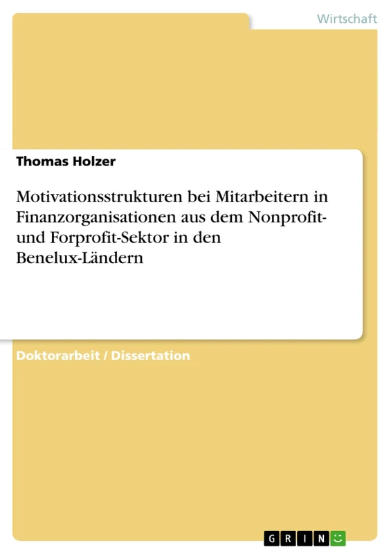 Motivationsstrukturen bei Mitarbeitern in Finanzorganisationen aus dem Nonprofit- und Forprofit-Sektor in den Benelux-Ländern