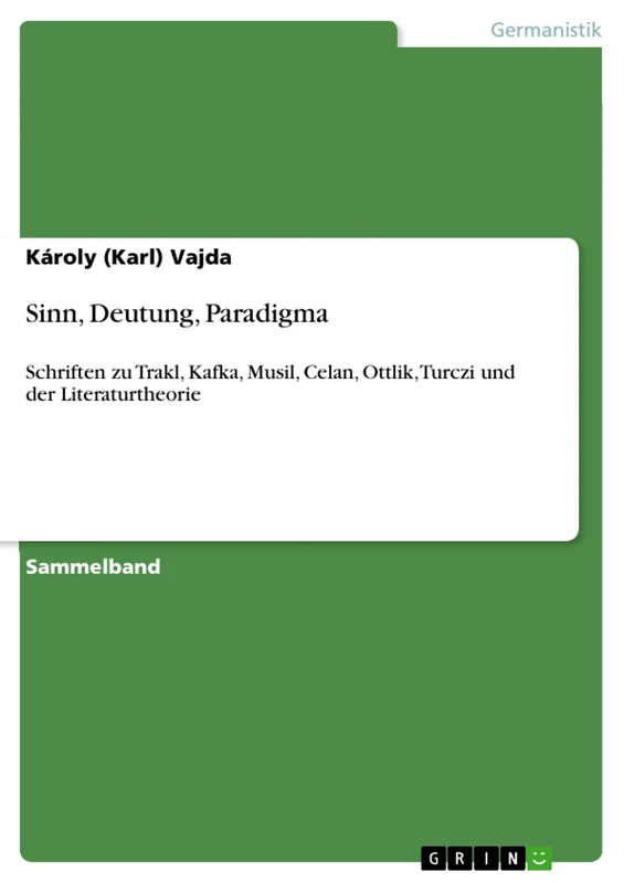 Sinn, Deutung, Paradigma: Schriften zu Trakl, Kafka, Musil, Celan, Ottlik, Turczi und der Literaturtheorie