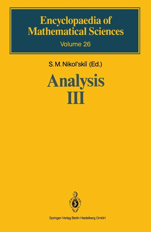 Analysis III: Spaces of Differentiable Functions: 26 (Encyclopaedia of Mathematical Sciences, 26)
