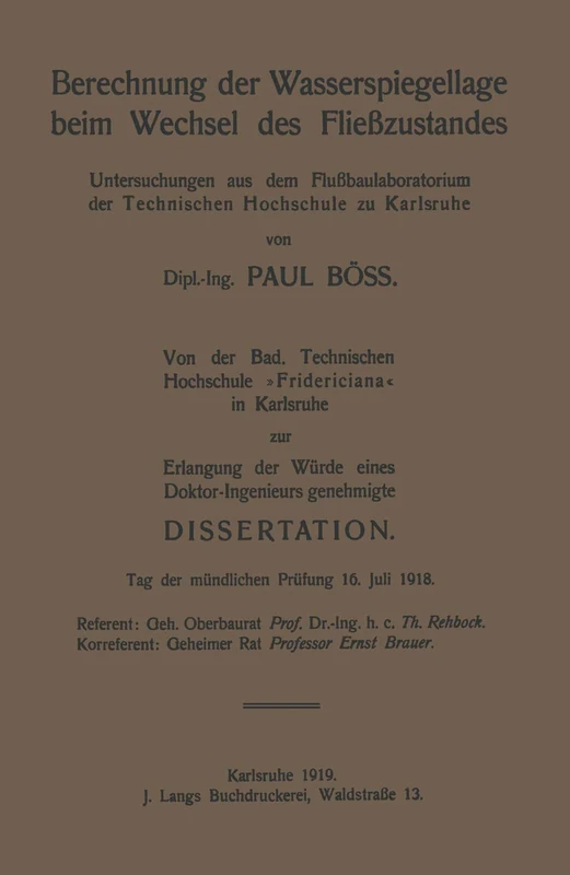 Berechnung der Wasserspiegellage beim Wechsel des Fließzustandes