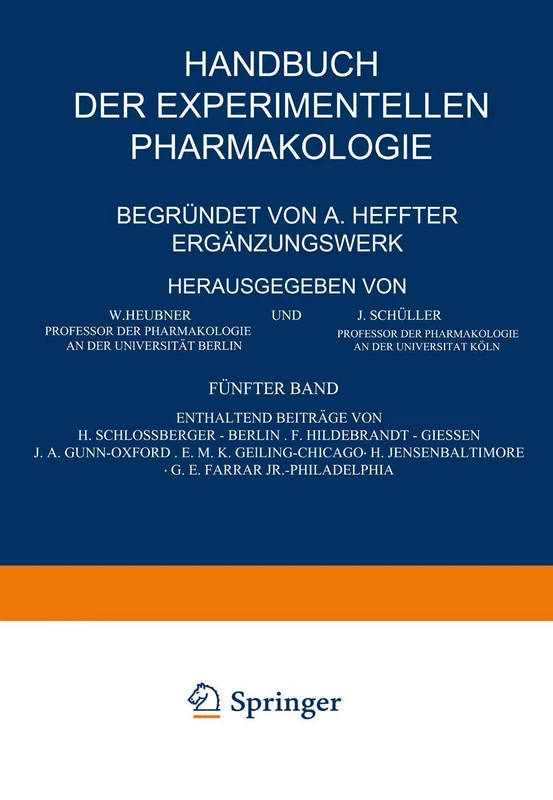 Handbuch der Experimentellen Pharmakologie ― Ergänzungswerk: Fünfter Band