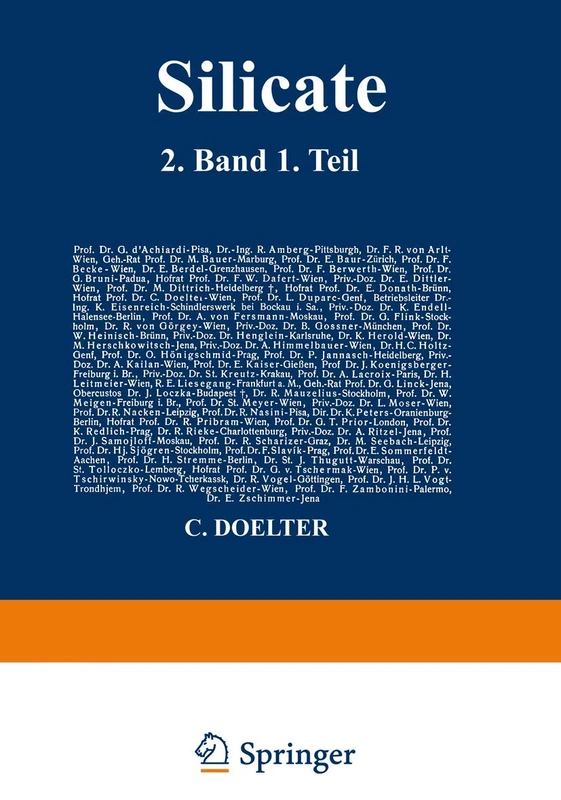 Silicate: 2. Band 1. Teil