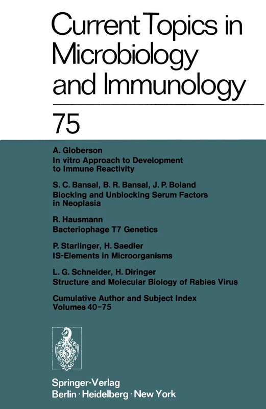 Current Topics in Microbiology and Immunology / Ergebnisse der Microbiologie und Immunitätsforschung: 75 - Image 1