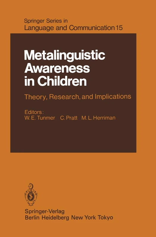 Metalinguistic Awareness in Children: Theory, Research, and Implications: 15 (Springer Series in Language and Communication, 15) - Image 1