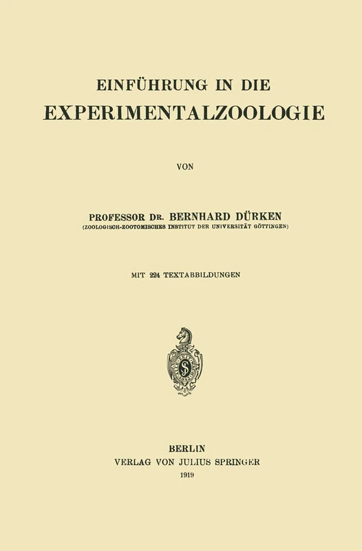 Einführung in die Experimentalzoologie (German Edition)