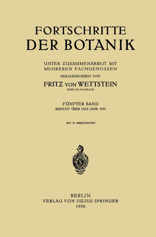 Fortschritte der Botanik: Fünfter Band
