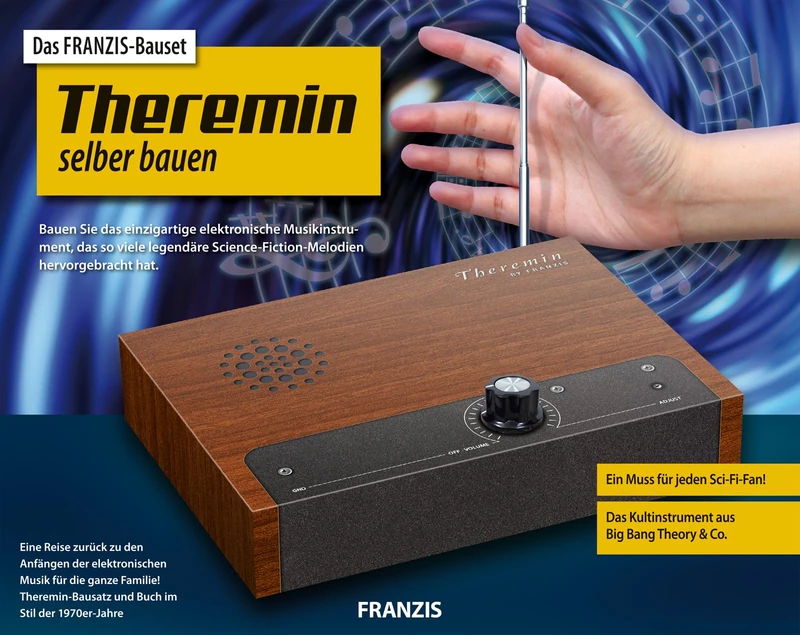 Franzis 65347 - Build your own Theremin - kit for soldering, the cult musical instrument as a DIY kit - Play the legendary sci-fi instrument - with circuit board and 80-page manual, from 14 years - Image 1