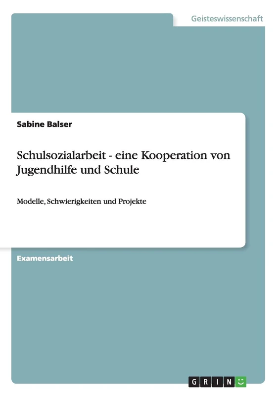 Schulsozialarbeit - eine Kooperation von Jugendhilfe und Schule: Modelle, Schwierigkeiten und Projekte - Image 1