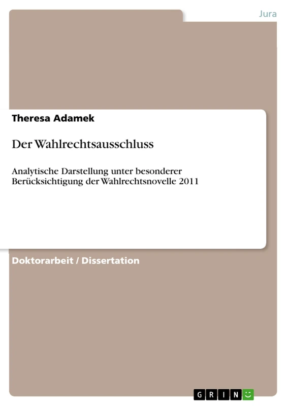 Der Wahlrechtsausschluss: Analytische Darstellung unter besonderer Berücksichtigung der Wahlrechtsnovelle 2011