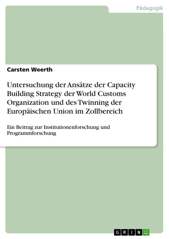 Untersuchung der Ansätze der Capacity Building Strategy der World Customs Organization und des Twinning der Europäischen Union im Zollbereich: Ein ... Institutionenforschung und Programmforschung