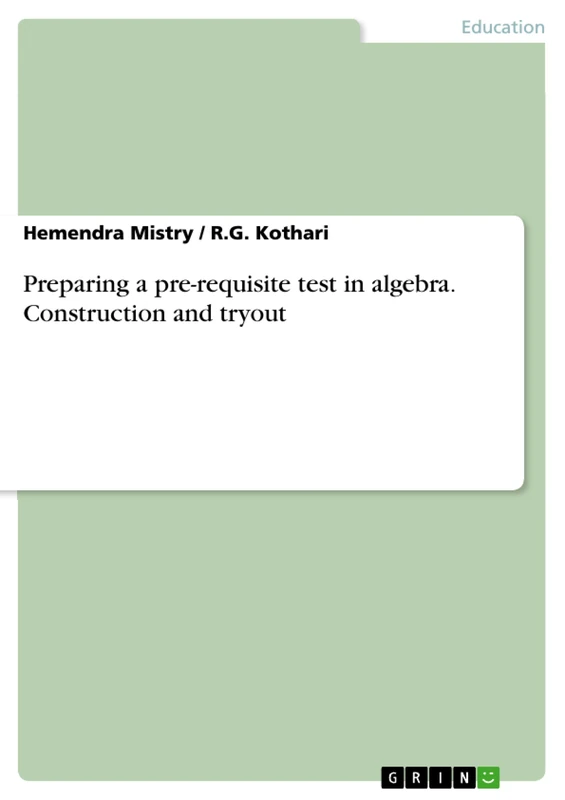 Preparing a pre-requisite test in algebra. Construction and tryout - Image 1