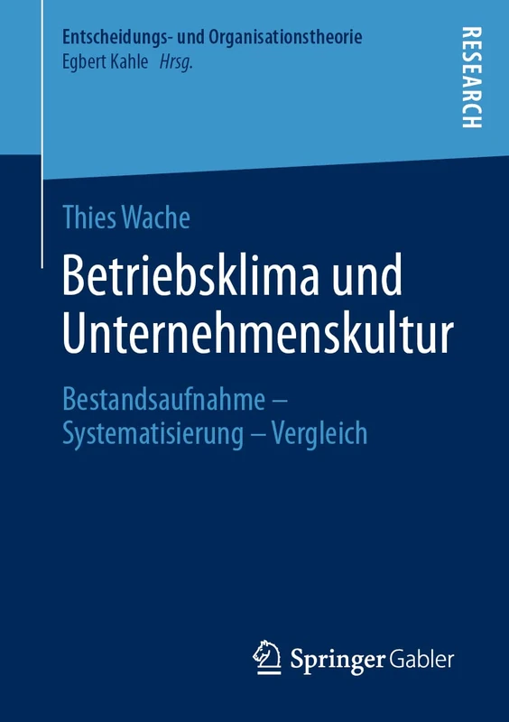 Betriebsklima und Unternehmenskultur: Bestandsaufnahme – Systematisierung – Vergleich (Entscheidungs- und Organisationstheorie)