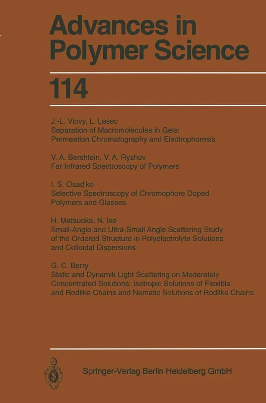 Polymer Analysis and Characterization: 114 (Advances in Polymer Science, 114)