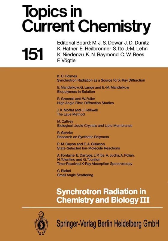 Synchrotron Radiation in Chemistry and Biology III: 151 (Topics in Current Chemistry, 151)