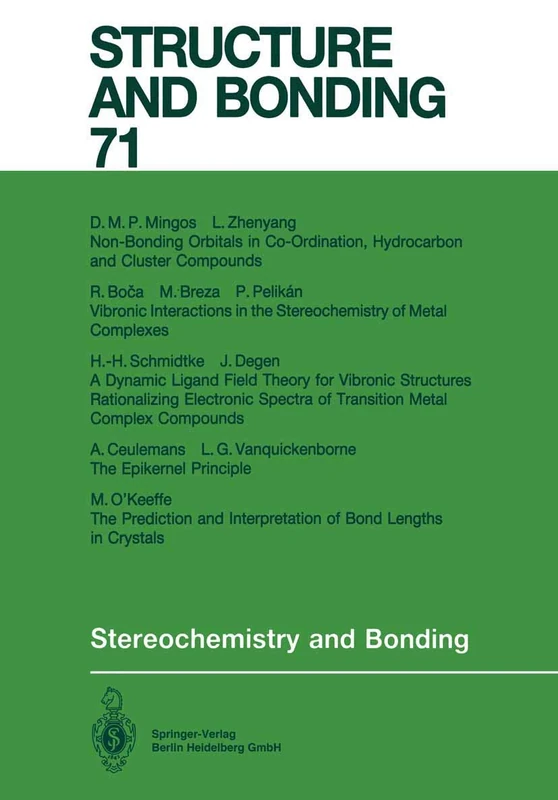 Stereochemistry and Bonding: 71 (Structure and Bonding, 71)