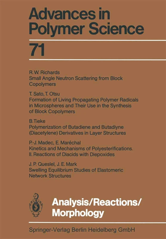 Analysis/Reactions/Morphology: 71 (Advances in Polymer Science, 71)