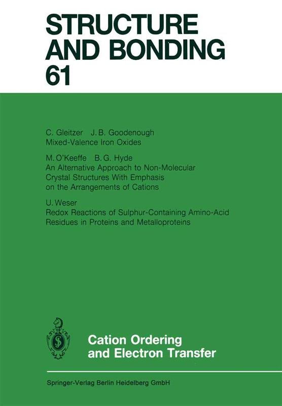Cation Ordering and Electron Transfer: 61 (Structure and Bonding, 61)