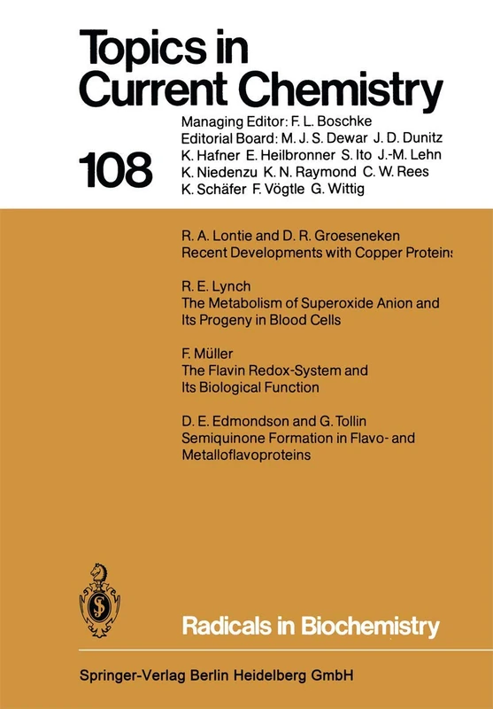 Radicals in Biochemistry: 108 (Topics in Current Chemistry, 108)