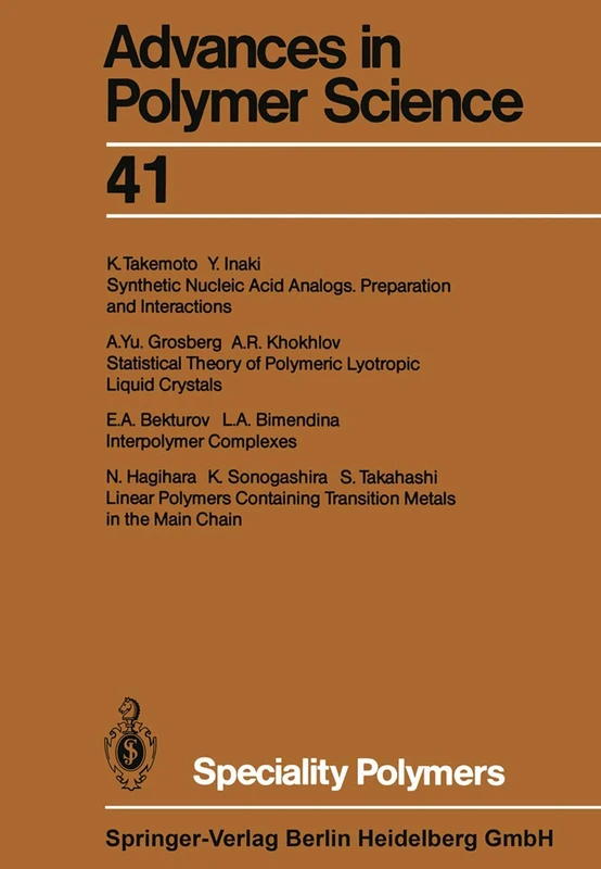 Speciality Polymers: 41 (Advances in Polymer Science, 41)