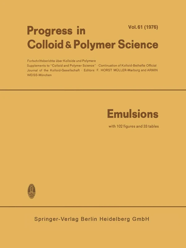 Emulsions: 63 (Progress in Colloid and Polymer Science, 63)