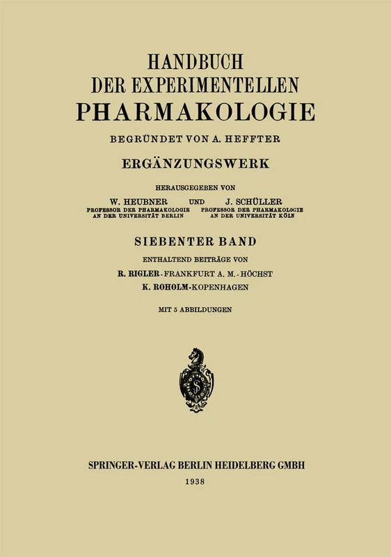 Handbuch der Experimentellen Pharmakologie: Ergänzungswerk