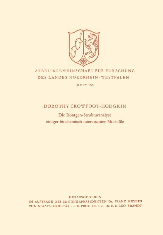 Die Röntgen-Strukturanalyse einiger biochemisch interessanter Moleküle: 159 (Arbeitsgemeinschaft für Forschung des Landes Nordrhein-Westfalen, 159) - Image 1