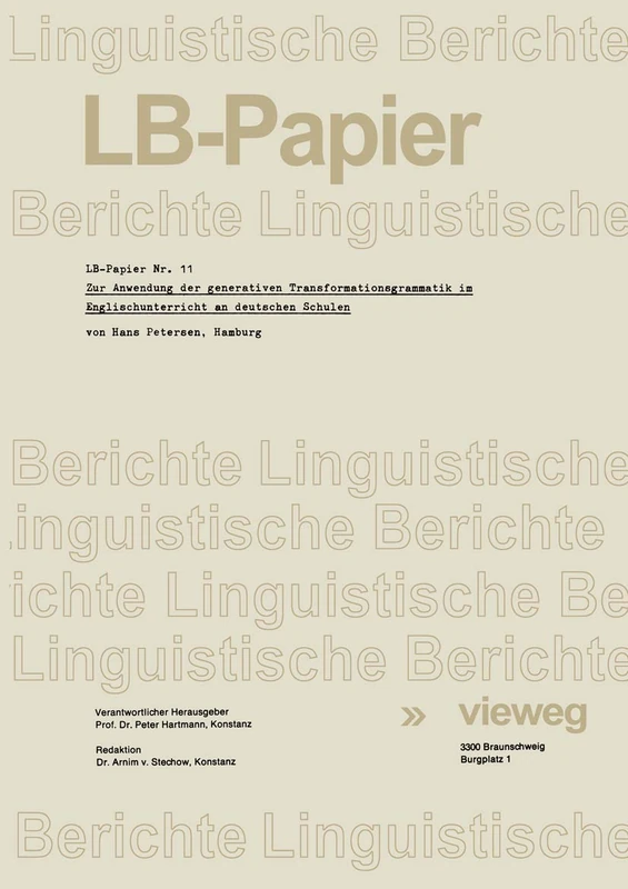 Zur Anwendung der generativen Transformationsgrammatik im Englischunterricht an deutschen Schulen