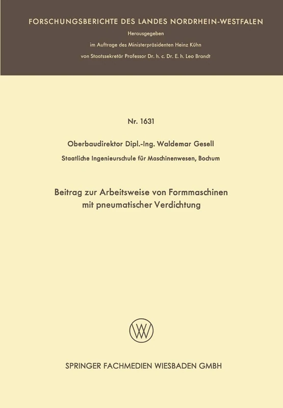Beitrag zur Arbeitsweise von Formmaschinen mit pneumatischer Verdichtung (Forschungsberichte des Landes Nordrhein-Westfalen) - Image 1