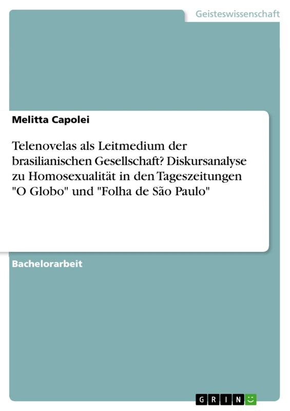 Telenovelas als Leitmedium der brasilianischen Gesellschaft? Diskursanalyse zu Homosexualität in den Tageszeitungen "O Globo" und "Folha de São Paulo" - Image 1
