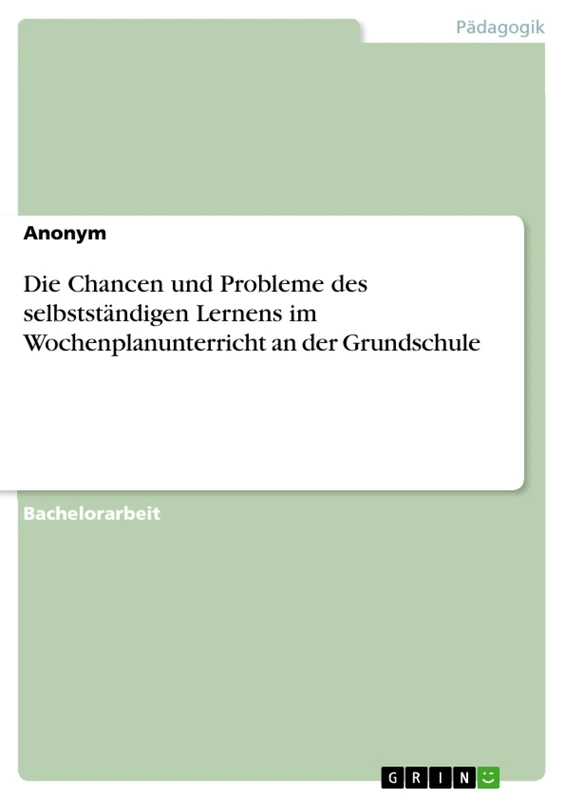 Die Chancen und Probleme des selbstständigen Lernens im Wochenplanunterricht an der Grundschule - Image 1