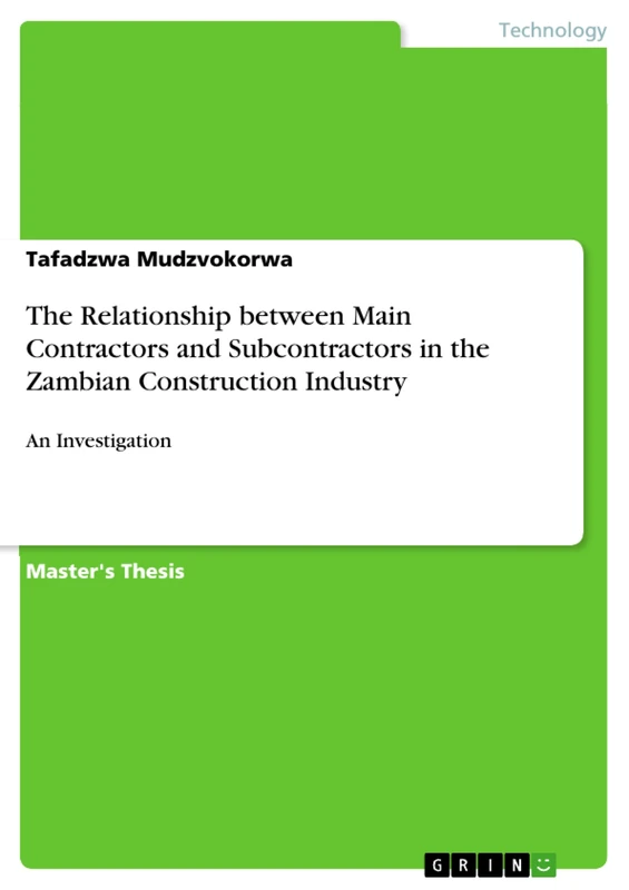 The Relationship between Main Contractors and Subcontractors in the Zambian Construction Industry: An Investigation - Image 1