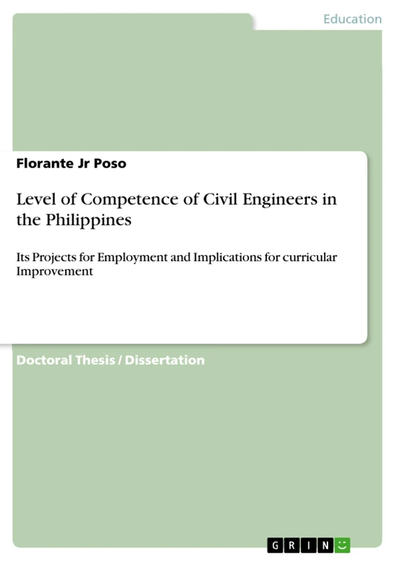 Level of Competence of Civil Engineers in the Philippines: Its Projects for Employment and Implications for curricular Improvement