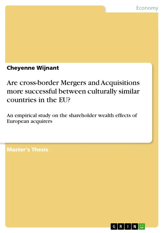 Are cross-border Mergers and Acquisitions more successful between culturally similar countries in the EU?: An empirical study on the shareholder wealth effects of European acquirers