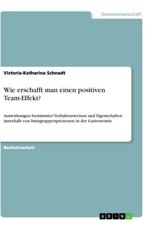 Wie erschafft man einen positiven Team-Effekt?: Auswirkungen bestimmter Verhaltensweisen und Eigenschaften innerhalb von Intragruppenprozessen in der Gastronomie