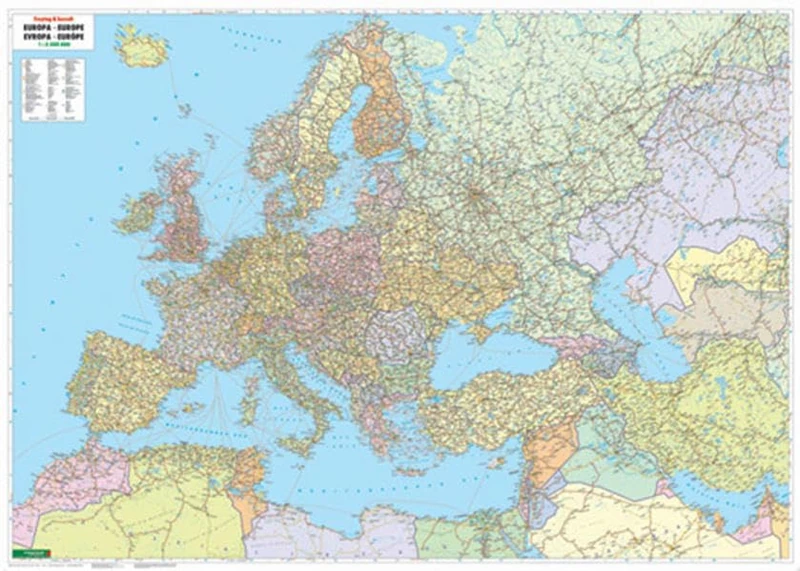 Wall map magnetic marker: Europe - Middle East - Central Asia political large format, 1:4,200,000
