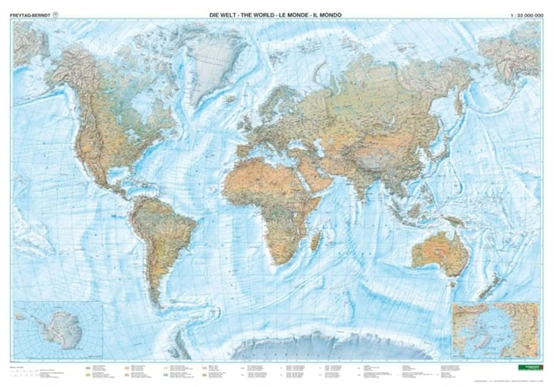 World physical sea relief large format: Wall map magnetic marker board - Image 1