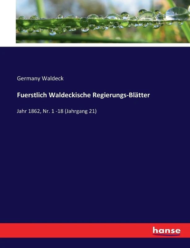 Fuerstlich Waldeckische Regierungs-Blätter: Jahr 1862, Nr. 1 -18 (Jahrgang 21) - Image 1