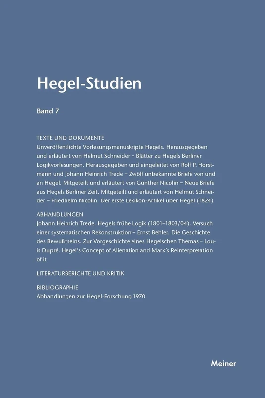 Hegel-Studien / Hegel-Studien Band 7 (1972)