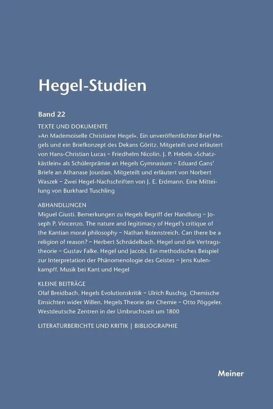 Hegel-Studien / Hegel-Studien Band 22 (1987)