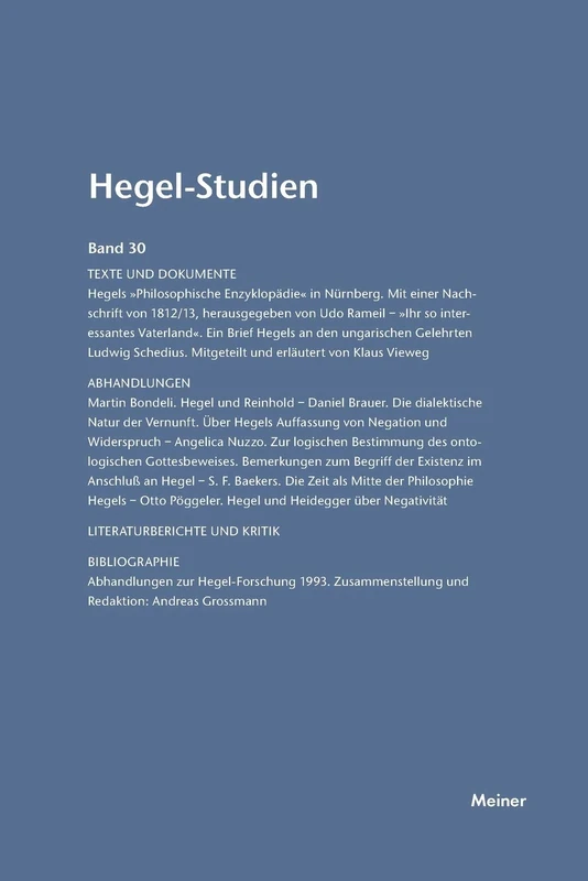 Hegel-Studien / Hegel-Studien Band 30 (1995)