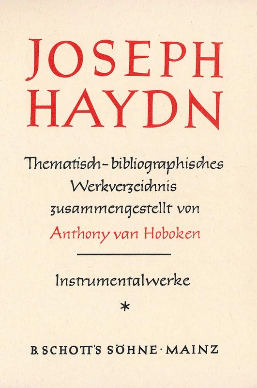 Haydn Thematic Catalog Vol. 1: Thematisch-bibliographisches Werkverzeichnis
