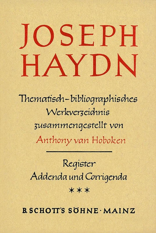 Haydn Thematic Catalog: Thematisch-bibliographisches Werkverzeichnis
