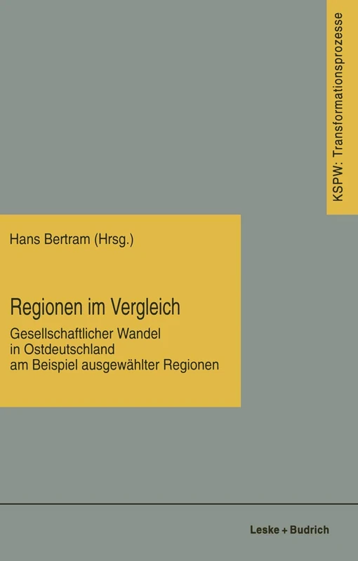 Regionen im Vergleich: Gesellschaftlicher Wandel in Ostdeutschland am Beispiel ausgewählter Regionen: 22 (Transformationsprozesse: Schriftenreihe der ... in den neuen Bundesländern (KSPW), 22) - Image 1