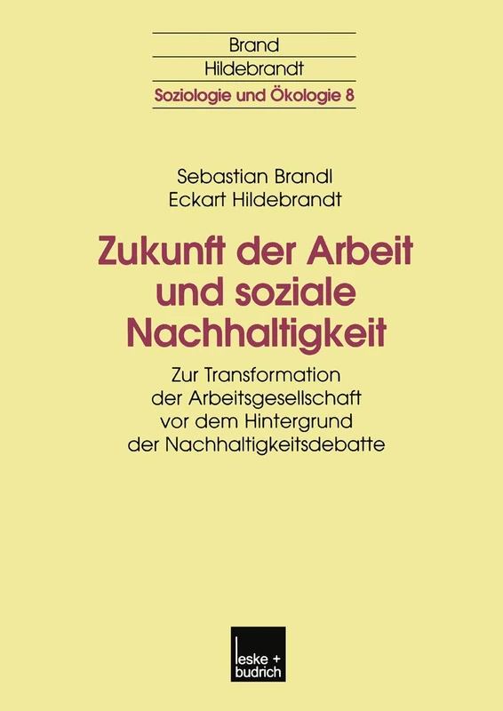 Zukunft der Arbeit und soziale Nachhaltigkeit: Zur Transformation der Arbeitsgesellschaft vor dem Hintergrund der Nachhaltigkeitsdebatte: 8 (Soziologie und Ökologie, 8)
