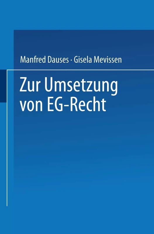 Zur Umsetzung von EG-Recht (DUV Sozialwissenschaft)