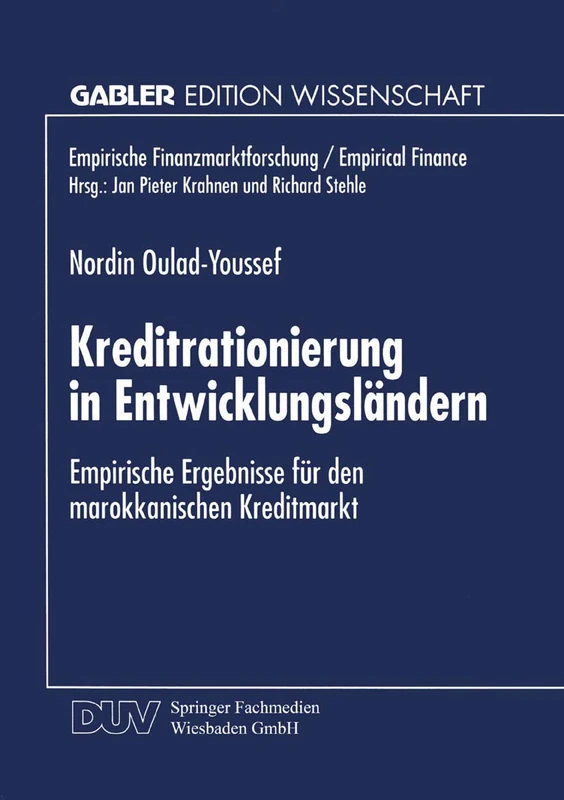 Kreditrationierung in Entwicklungsländern: Empirische Ergebnisse für den marokkanischen Kreditmarkt (Empirische Finanzmarktforschung/Empirical Finance) - Image 1