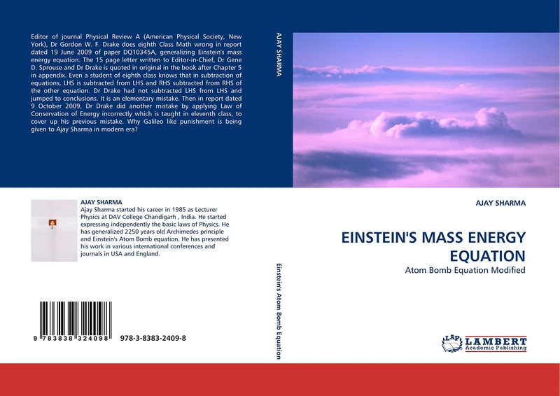 EINSTEIN'S MASS ENERGY EQUATION: Atom Bomb Equation Modified