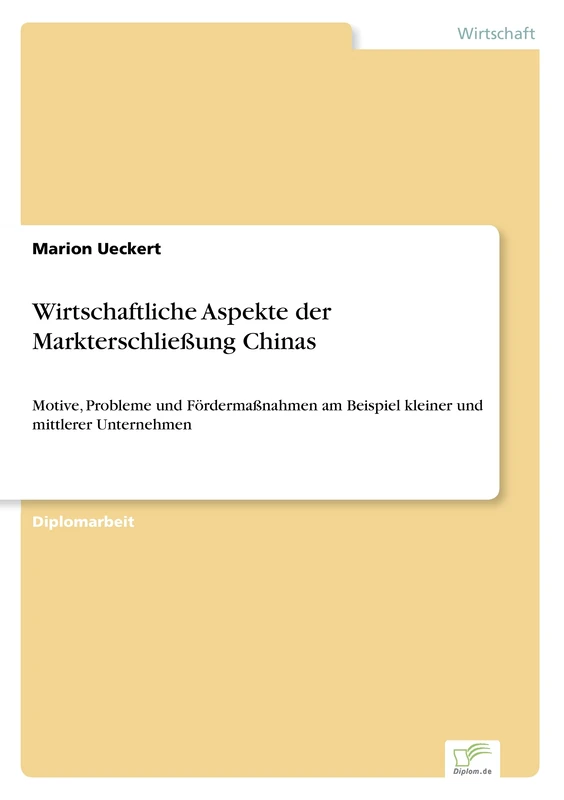 Wirtschaftliche Aspekte der Markterschließung Chinas: Motive, Probleme und Fördermaßnahmen am Beispiel kleiner und mittlerer Unternehmen