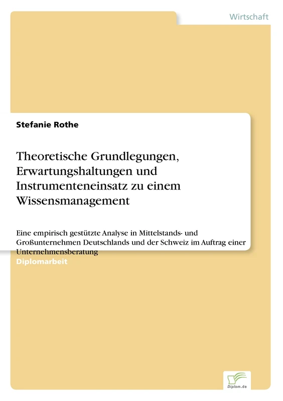 Theoretische Grundlegungen, Erwartungshaltungen und Instrumenteneinsatz zu einem Wissensmanagement: Eine empirisch gestützte Analyse in Mittelstands- ... Schweiz im Auftrag einer Unternehmensberatung