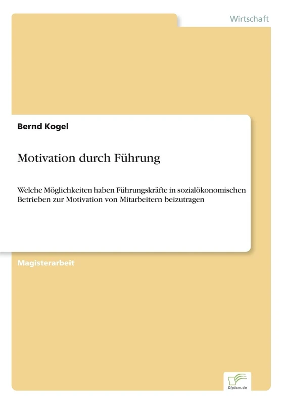 Motivation durch Führung: Welche Möglichkeiten haben Führungskräfte in sozialökonomischen Betrieben zur Motivation von Mitarbeitern beizutragen